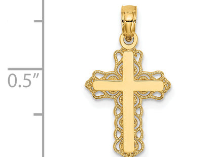 14k Budded Cross Charm, 22 x 12mm