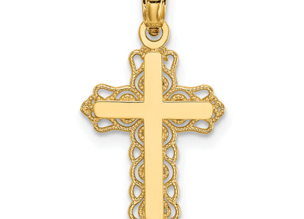 14k Budded Cross Charm, 22 x 12mm