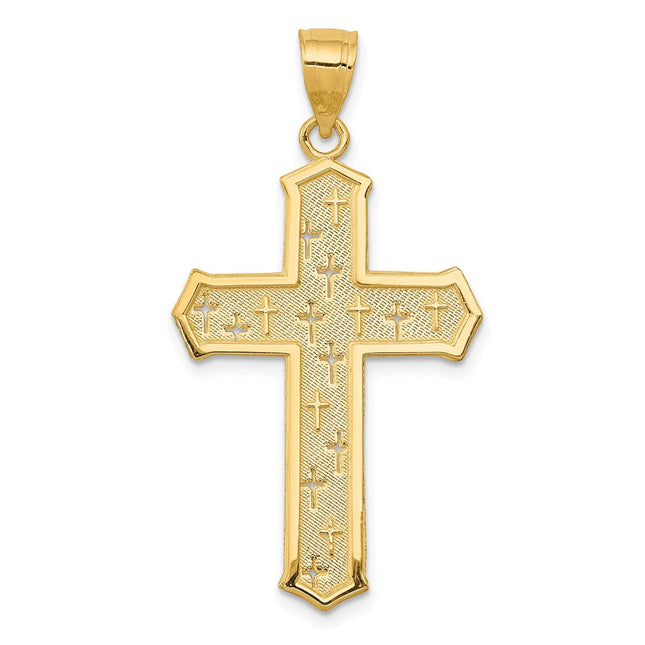 14k Passion Cross Pendant, 34 x 19mm