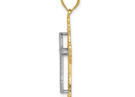 14K gold fleur de lis pendant, alternate view