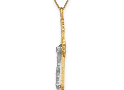 14k Two-tone Diamond Cut Crucifix Pendant (Style D3636)