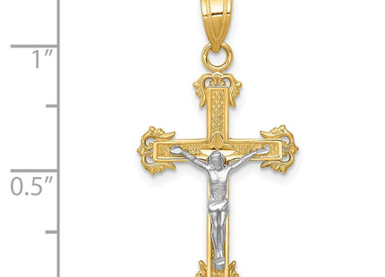 14k Two-tone Diamond Cut Crucifix Pendant (Style D3636)