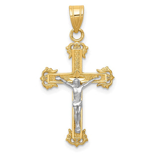 14k Two-tone Diamond Cut Crucifix Pendant (Style D3636)