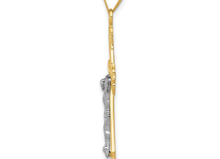 14k Two-tone Diamond Cut Crucifix Pendant (Style D3637)