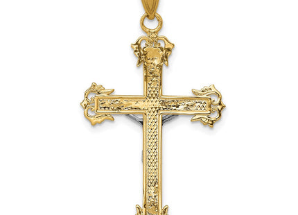 14k Two-tone Diamond Cut Crucifix Pendant (Style D3637)