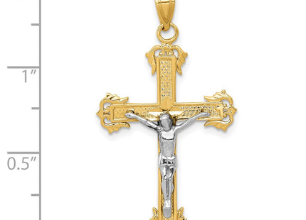 14k Two-tone Diamond Cut Crucifix Pendant (Style D3637)