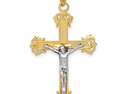 14k Two-tone Diamond Cut Crucifix Pendant (Style D3637)