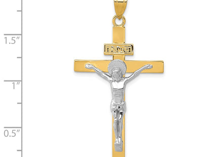 14k Two-tone INRI Crucifix Pendant (Style D3666)