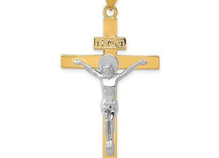 14k Two-tone INRI Crucifix Pendant (Style D3666)