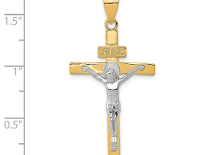 14k Two-tone INRI Crucifix Pendant (Style D3667)