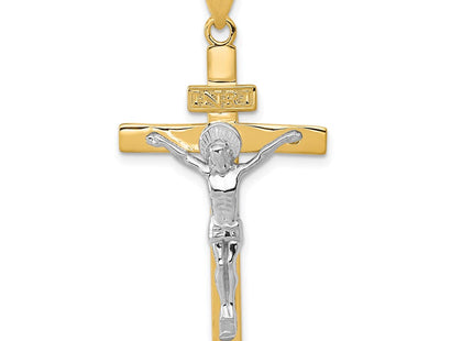 14k Two-tone INRI Crucifix Pendant (Style D3667)