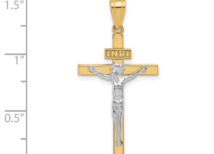 14k Two-tone INRI Crucifix Pendant (Style D3668)