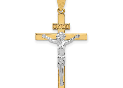14k Two-tone INRI Crucifix Pendant (Style D3668)