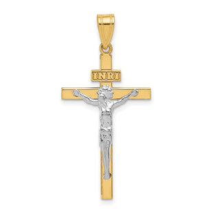 14k Two-tone INRI Crucifix Pendant (Style D3668)