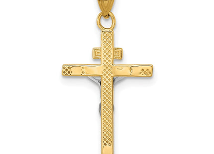 14k Two-tone INRI Crucifix Pendant (Style D3669)
