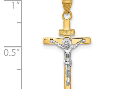 14k Two-tone INRI Crucifix Pendant (Style D3669)