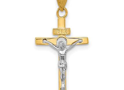 14k Two-tone INRI Crucifix Pendant (Style D3669)