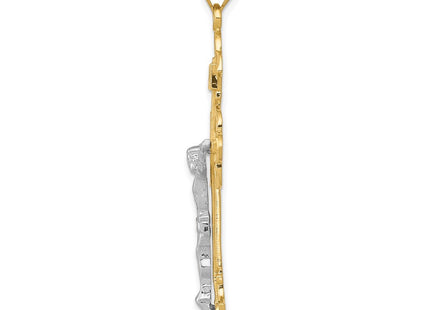 14k Two-tone INRI Crucifix Pendant (Style D3672)