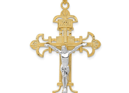 14k Two-tone INRI Crucifix Pendant (Style D3672)