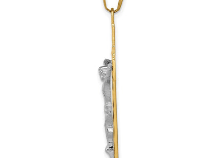 14k Two-tone Diamond Cut Crucifix Pendant (Style D3687)