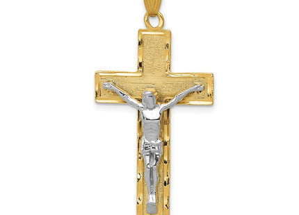 14k Two-tone Diamond Cut Crucifix Pendant (Style D3687)
