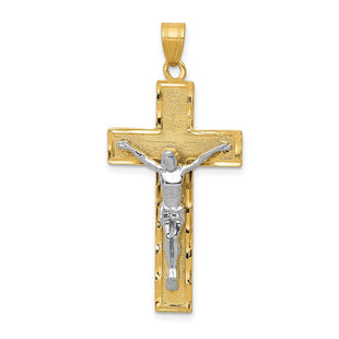 14k Two-tone Diamond Cut Crucifix Pendant (Style D3687)