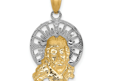 14K Tri-color Diamond-cut Christ Charm, 28 x 16mm