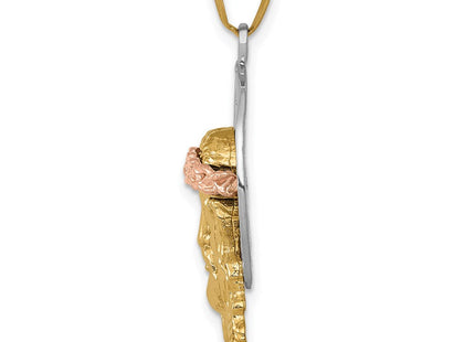 14K Tri-color Diamond-cut Christ Charm (Style D3703)