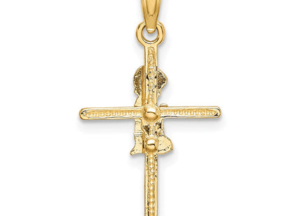 14K gold cross pendant, another view