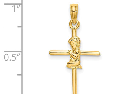 14K gold cross pendant, further view