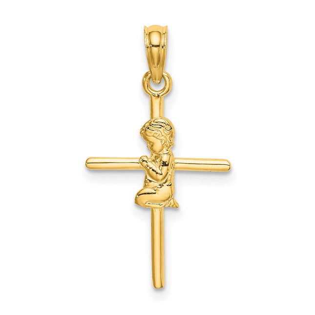 14k w/Rhodium Cross Pendant, 29 x 18mm