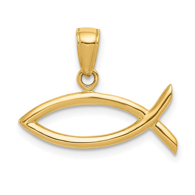 14k Ichthus Fish Pendant, 16 x 22mm