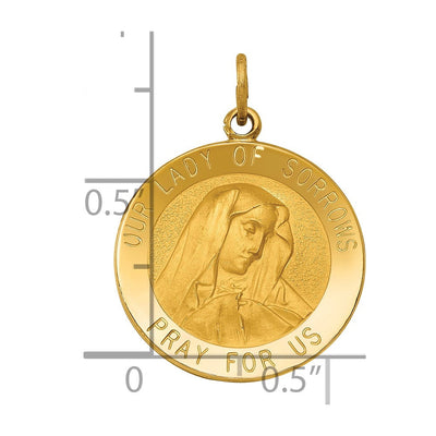14K Our Lady of Sorrows Medal Pendant, 24.5 x 19mm