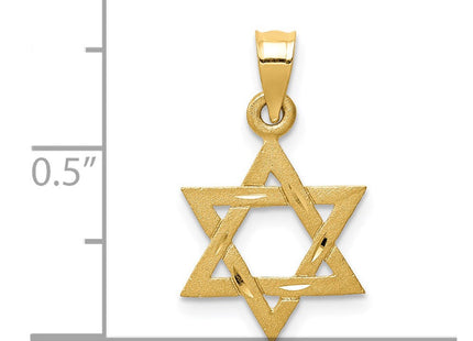 14k Solid Satin Star of David Charm (Style D38)