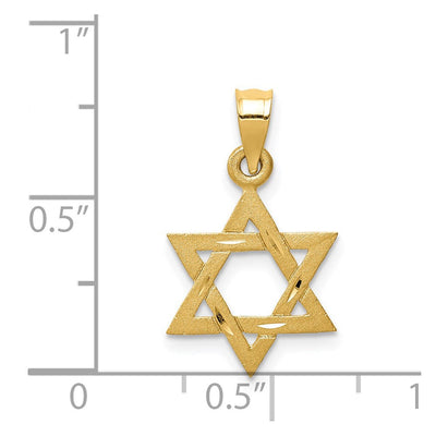 14K Solid Satin Star of David Charm, 21 x 13mm