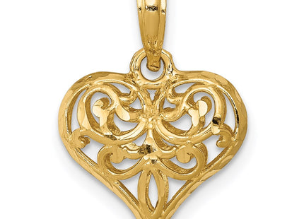 14K gold heart pendant, further view