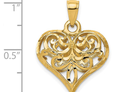 14K gold heart pendant, another view