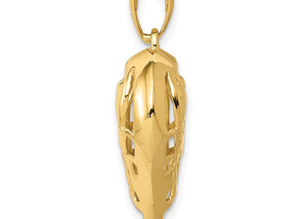 14K Polished 3-D Filigree Puffed Heart Pendant (Style D3821)