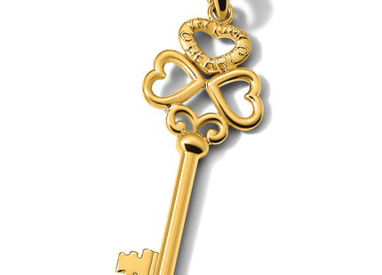 14K Polished 3D Hearts KEY TO MY HEART Key Charm