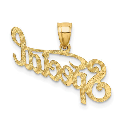 14K Polished and Textured Special Charm, 19.50 x 25.4mm