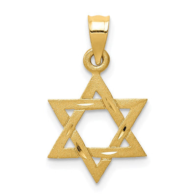 14K Solid Satin Star of David Charm, 21 x 13mm