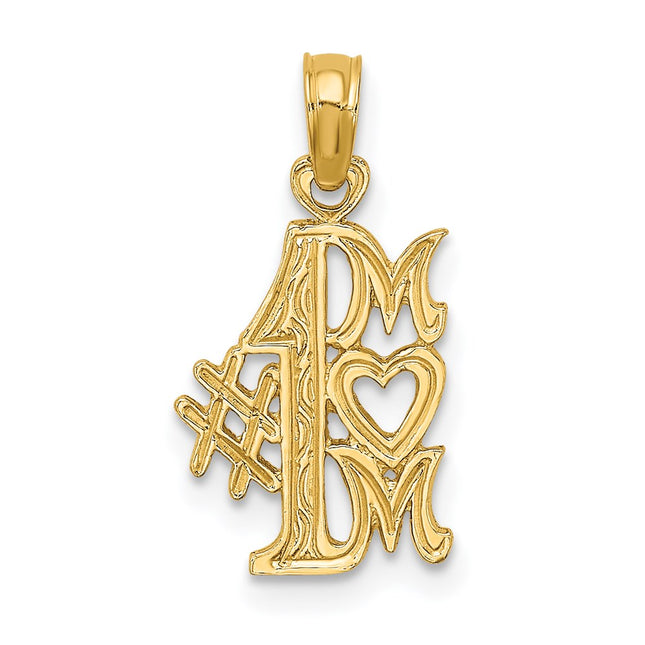 14k #1 Mom Charm, 19.7 x 10.2mm