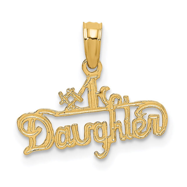 14k #1 Daughter Charm, 13.1 x 16.8mm