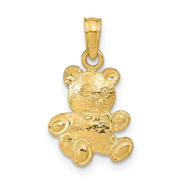 14K Teddy Bear Pendant, 19.5 x 10mm