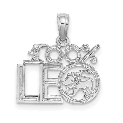 14K WG 100% LEO Zodiac Charm