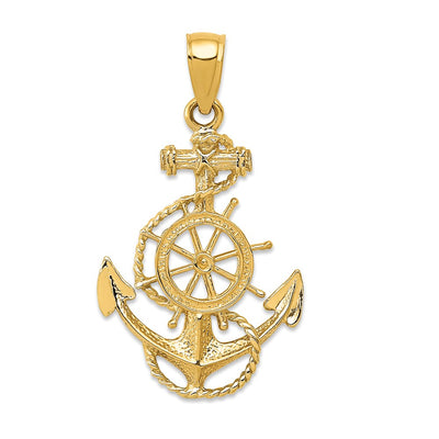 14K gold anchor pendant