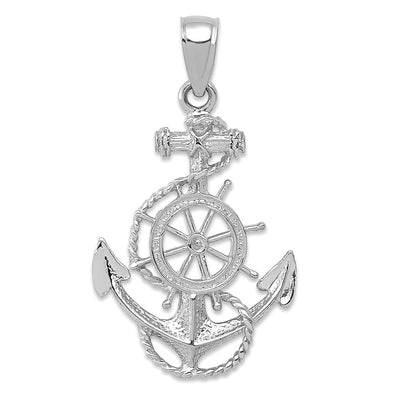 14K white gold anchor pendant