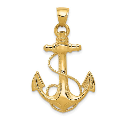14K gold anchor pendant