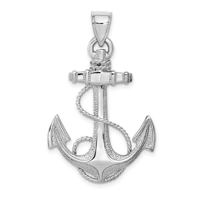 14K white gold anchor pendant