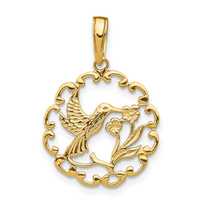 14K gold hummingbird pendant